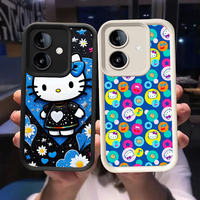 O-36 Kitty Cat Casing สําหรับ OPPO A3 A3X A5 Pro 5G สีดําและสีขาว