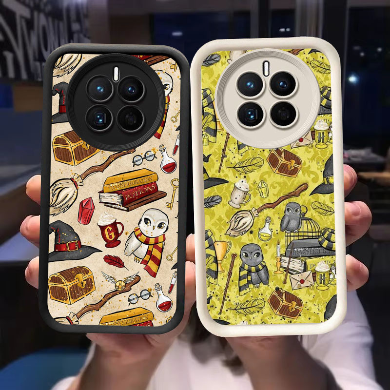 O-7 Hedwig Owl Casing สําหรับ Realme 12 12X Plus Pro 5G สีดําและสีขาว