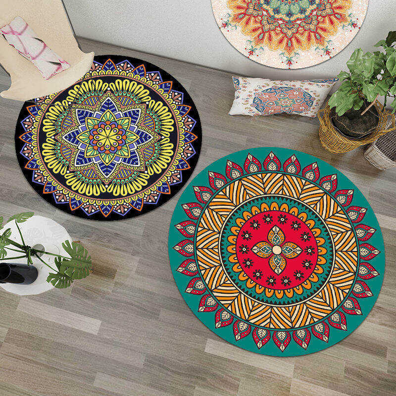 Indian Htorage National Style Bohemian Round Bedroom Non-Slip Chair Mat Mandala Living Room Carpe