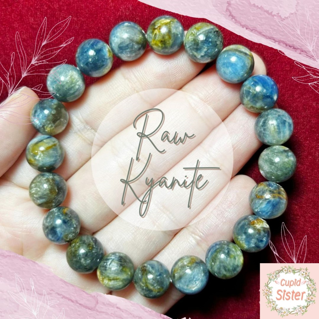 CupidSister สร้อยข้อมือหิน ไคยาไนต์ Kyanite ดิบสีธรรมชาติเนื้อใส หินปลดหนี้  ข้อมือหินมงคล Cute Siz