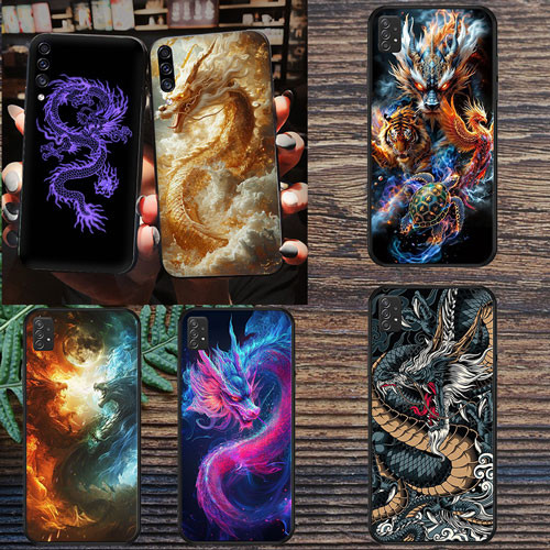 นุ่มสีดํา Samsung Galaxy A5 A6 A6 Plus A7 A8 A8 Plus A9 A01 EU m55 m15 f15 dragon3 เคสโทรศัพท์