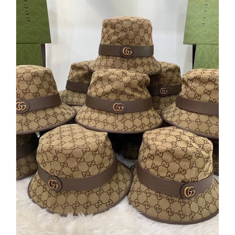 (พร้อมส่ง) New Gucci bucket hat หมวกปีก Gucci [ของเเท้ 100%]
