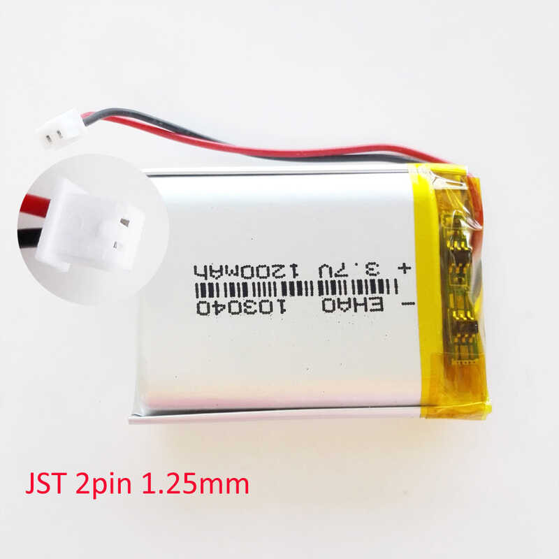 Δ 3.7V 1200Mah Li-Polymer Lipo แบตเตอรี่แบบชาร์จไฟได้ 103040 + JST 2Pin 1