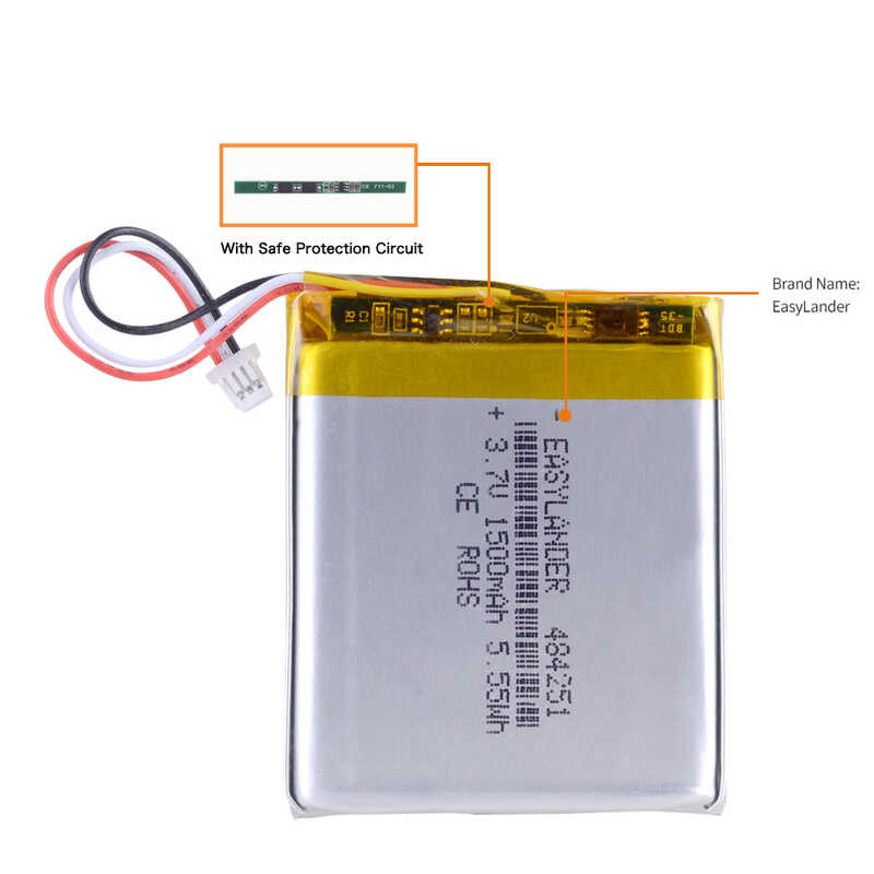 Δ Jst1.0 มม. 3 ขา 3.7V 1500Mah 504050 แบตเตอรี่ลิเธียมไอออนโพลิเ