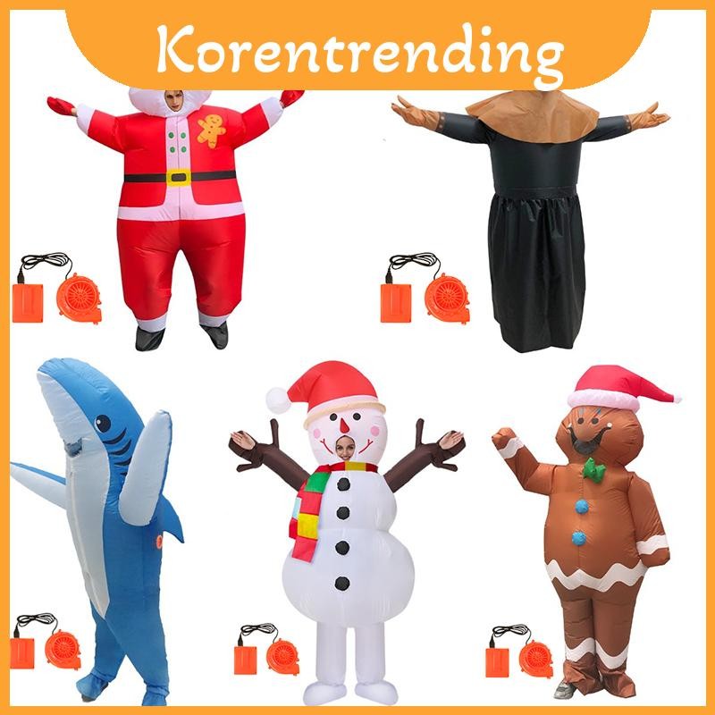 Snowman Inflatable Giant Gingerbread Man Santa ชุดสําหรับคอสเพลย์ผู้ใหญ่ฮาโลวีน