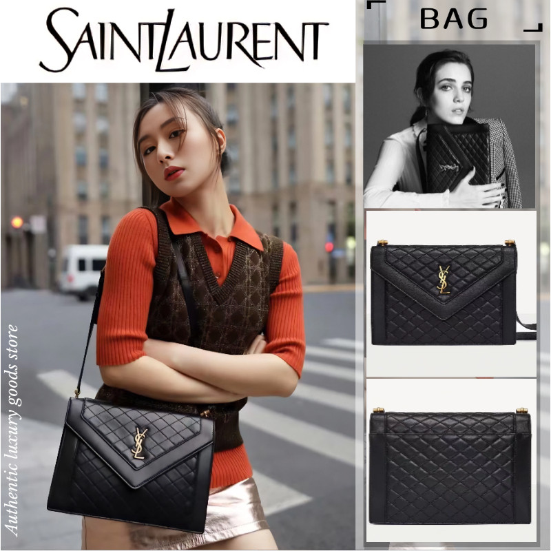 ♞,♘แซงต์โลร็องต์ YSL bag YSL lambskin shoulder bagกระเป๋าใต้วงแขน สีดำ 668863 XA