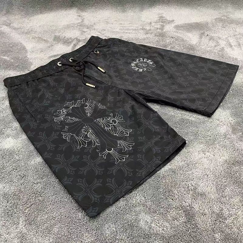 Slim Chrome Hearts2025 ฤดูร้อนกางเกงขาสั้นห้าจุดผู้ชายหรูหราใหม่กีฬากางเกงชายหาด - รูปที่ 2