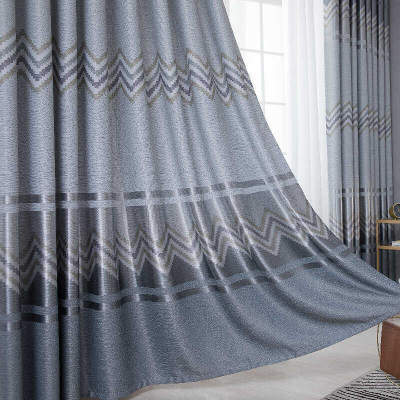 Pattern Wave Blackout Curtains Living Room Thermal Insulated Drapes For Bedroom Sliding Door Curt