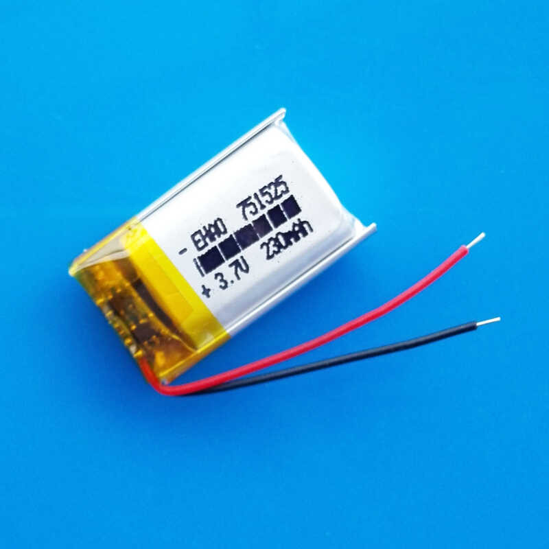 Δ 3.7V 230Mah 751525 ลิเธียมโพลิเมอร์ Lipo แบตเตอรี่แบบชาร์จไ