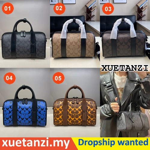 ♞,♘COACH ca186 ca185 Gotham Duffle 24 กระเป๋าสะพายไหล่ผู้ชาย/คลาสสิกพิมพ์ลาย/กระเป๋าถือ/ความจุขนาดใ