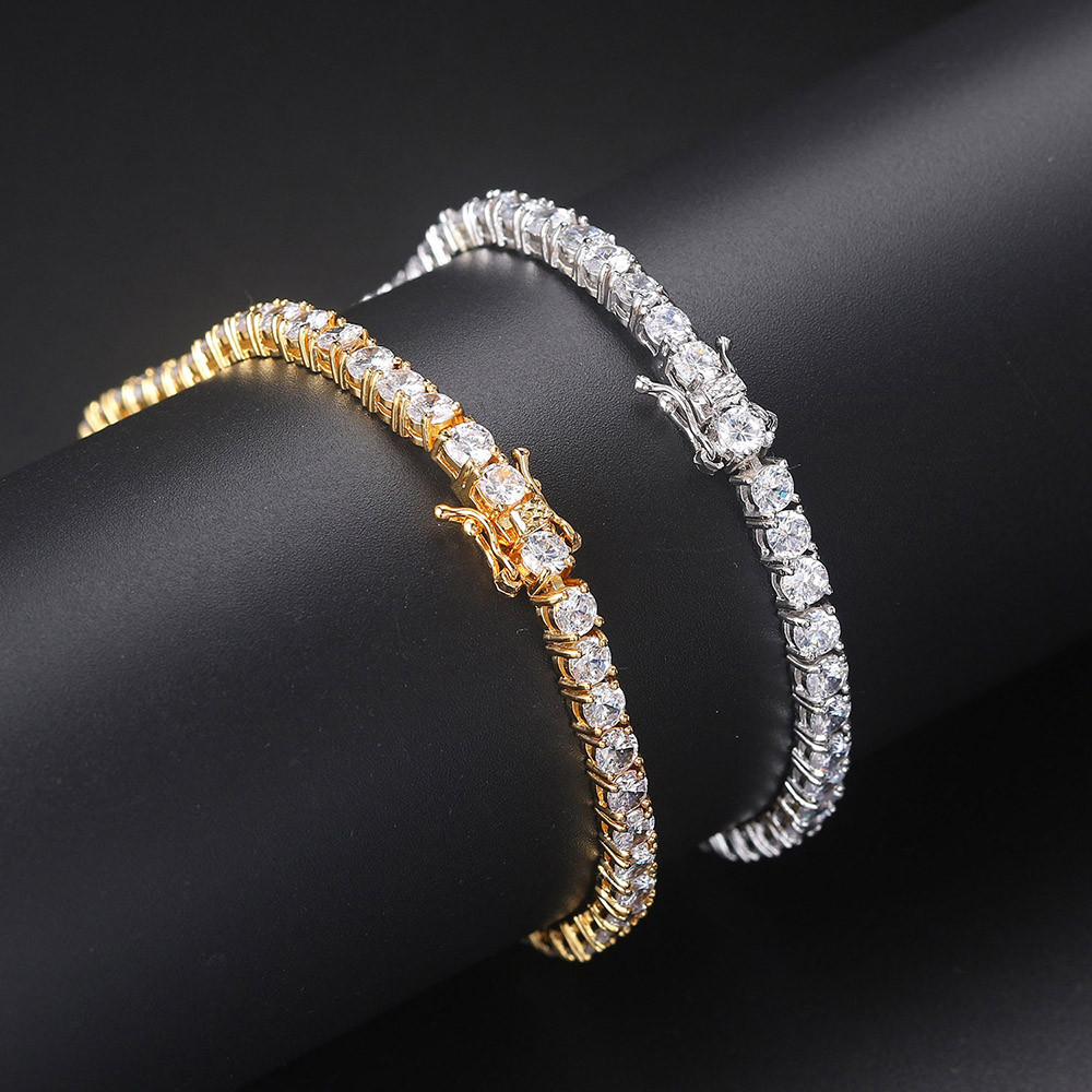 หรูหราคริสตัลเทนนิสสร้อยข้อมือผู้หญิง Man Iced Out 1 แถว Cubic Zirconia คู่หัวเข็มขัด Hiphop Rock Hippie เครื่องประดับ OOH118