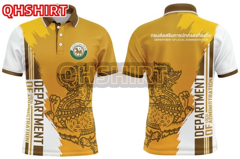 เสื้อโปโล ทรงผู้ชาย ทรงผู้หญิง พิมพ์ลายคอปกสิงห์ปกครองท้องถิ่น เสื้อกรมส่งเสริมการปกครองท้องถิ่น