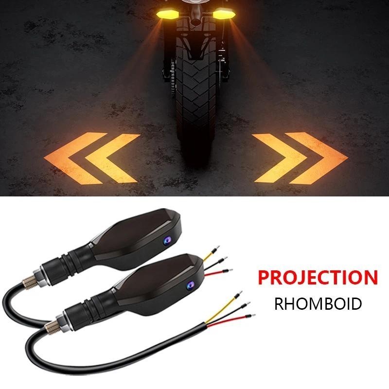 2pcs 12V ไฟเลี้ยวรถจักรยานยนต์ Arrow Projection Light รถยนต์ไฟฟ้าดัดแปลง LED Water Projection Light สกู๊ตเตอร์ไฟเลี้ยว Super Bright รถจักรยานยนต์ Turn Signa Arrow ทิศทาง Light