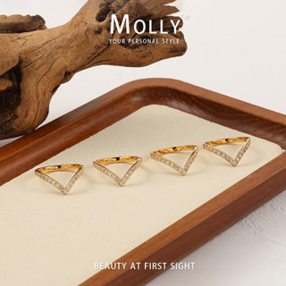 สแตนเลสตัวอักษร โวลต์ แหวนหินเล็กๆสําหรับผู้หญิง,ไม่ซีดจางชุ…