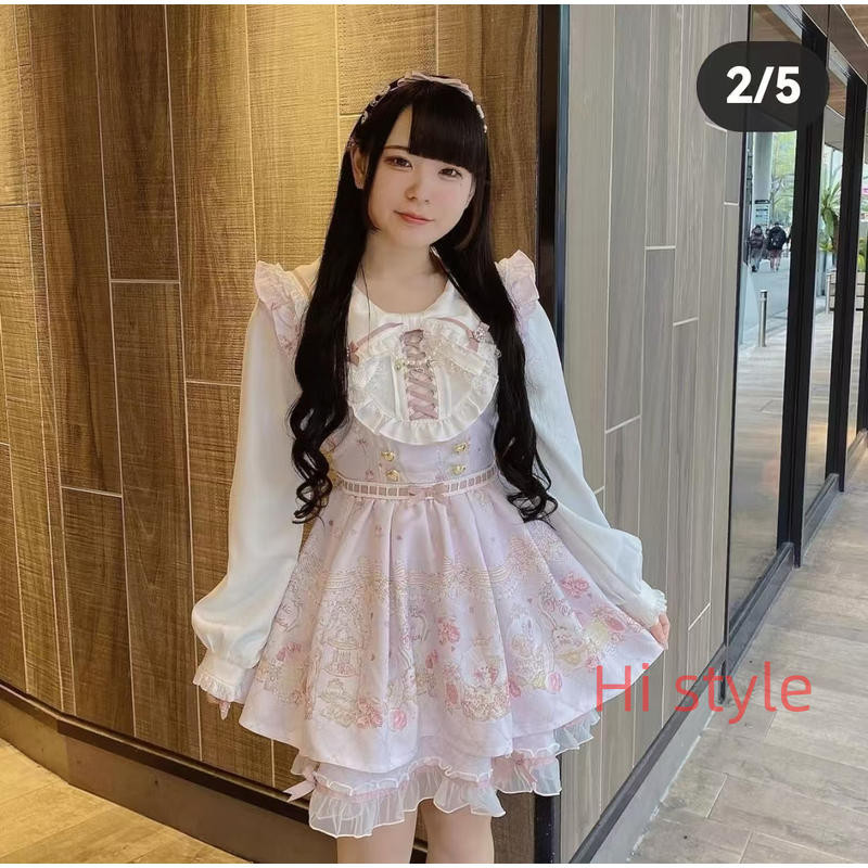 Jirai kei Lizlisa dupes lace Girl makeup rabbit handle set เดรส+กระโปรงกางเกง