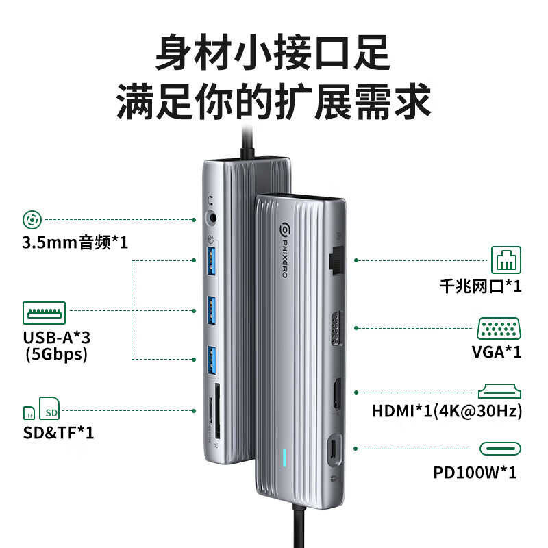 Type-C Extension Dock Usb-C ไปยัง HDMI Extension Dock 4K HD Gigabit Net Port ตัวแยกสาย