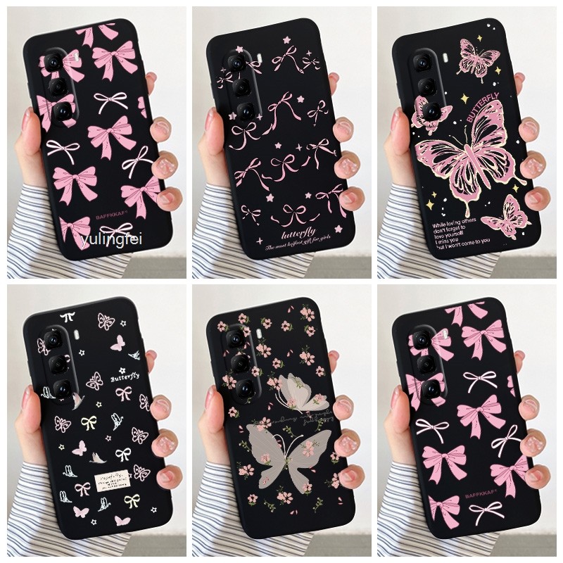 Simple น่ารัก Bowknot เคสโทรศัพท์กันกระแทกสําหรับ Infinix Hot 50 Pro X6881 สีดําฝาครอบโทรศัพท์ปลอกซิ