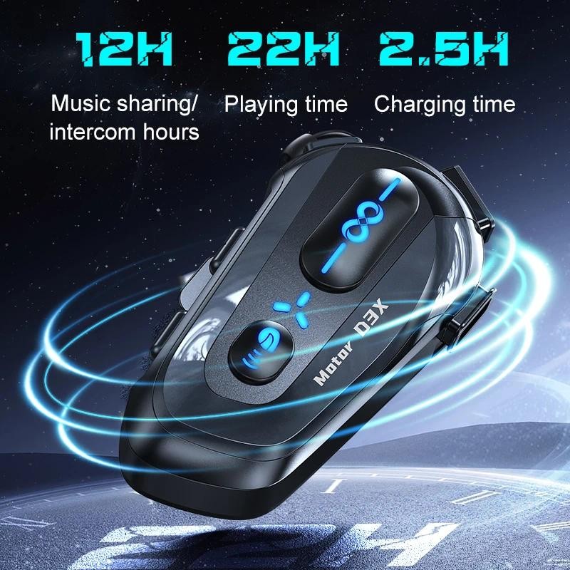 [จัดส่งรวดเร็ว] หูฟังหมวกกันน็อก 600M Half Duplex Motorcycle Helmet Intercom Headset with Music Sharing V5.4 Waterproof Interphone Intelligent Voice Assistant Headphone - รูปที่ 3