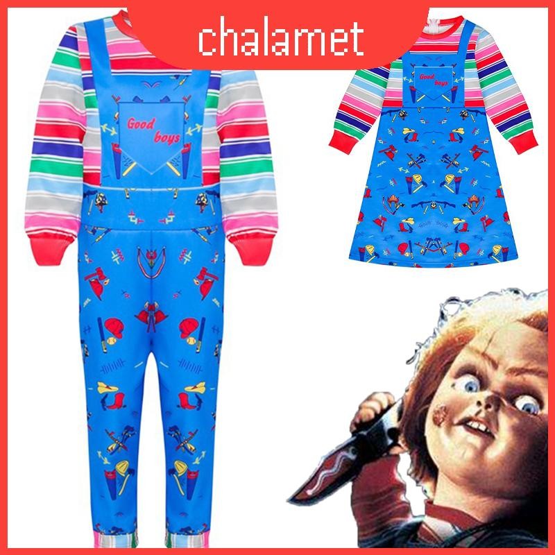 เล่นเครื่องแต่งกาย Chucky ที่ได้รับใบอนุญาตที่มีชีวิตชีวาของเด็กพร้อมชุดสูทนุ่มวัสดุ