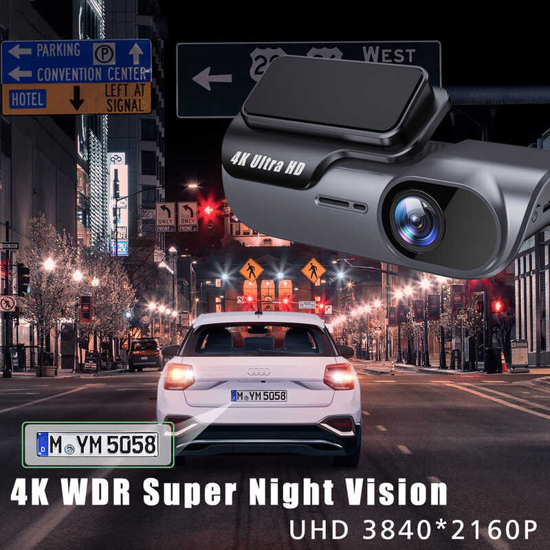 ▥ UHD 4K 3840 * 2160P รถ DVR WIFI Dash Cam กล่องดำการเฝ้าระวัง 24 ชั่ว