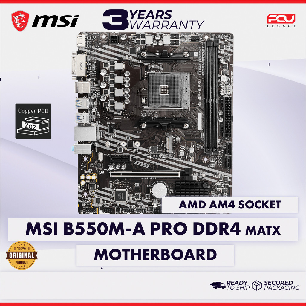 เมนบอร์ด MSI B550M-A PRO DDR4 AM4 MATX