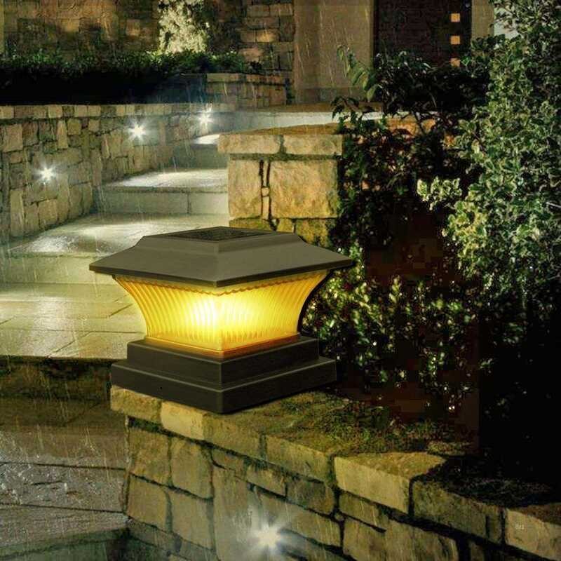 Solar 🍀 Power LED Pillar Outdoor Garden Fence Lamp Yard Post Cap Lights