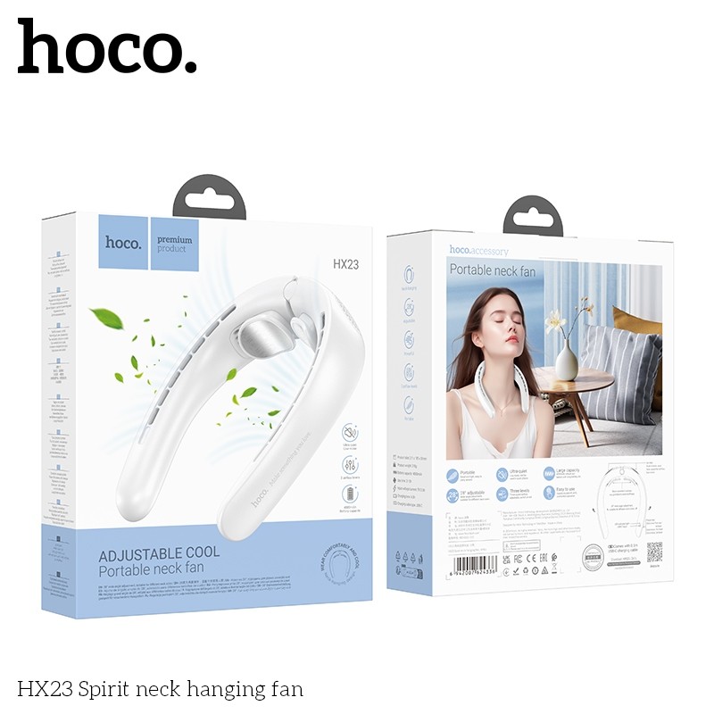 Hoco HX22  พัดลมคอ Mini พัดลมไฟฟ้า 4000 MAh