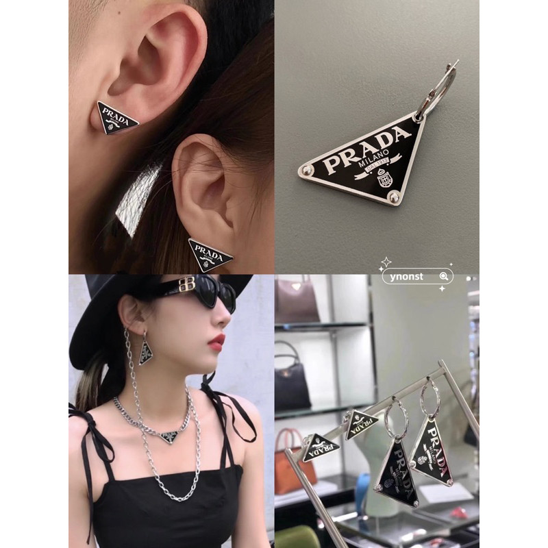 ของแท้ CHANEL ต่างหู Drop On Ear Ear Ear ต่างหูสำหรับสุภาพสตรี Prada
