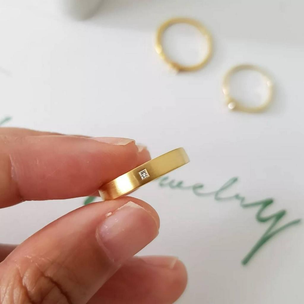 แหวนเพชรแท้ธรรมชาติ Princess Diamond 0.03 ct. White Gold 18k , 9k