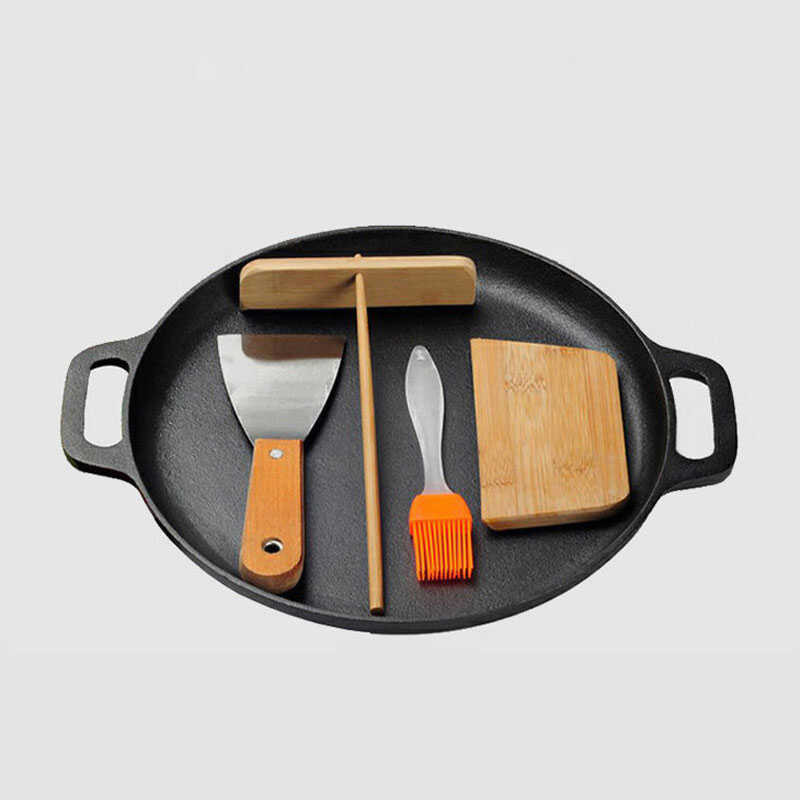 Iron Cast Household Frying Hand-Grabbed Non-Stick Pan Pancake Fruit Shallow Plate cake
