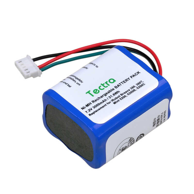 Δ แบตเตอรี่ Nimh 3000 Mah Akkus สำหรับ Irobot Braava 380T, 390T, Mint 5200, 5200