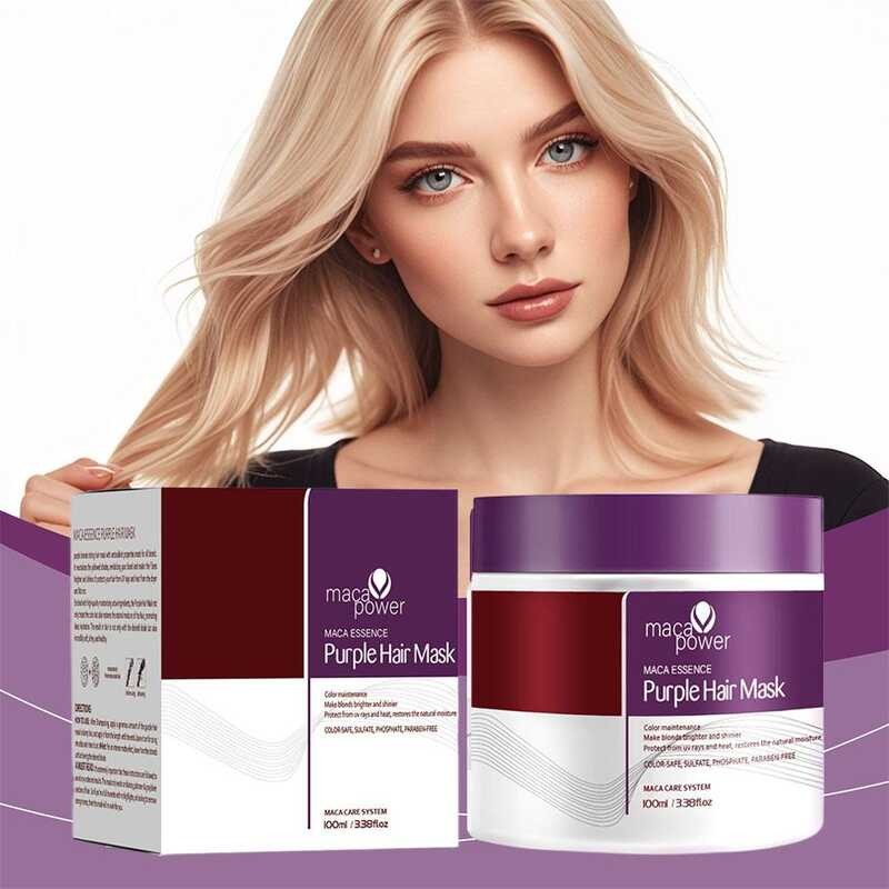 ▣ Purple Repair Hair Mask Keratin Deep Nourishing Dry 100Ml Shiny Soft Frizzy Collagen V6e1 Ca