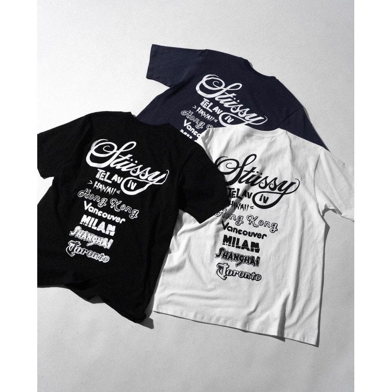 ♞,♘,♙Stussy word tour ss เสื้อยืดใหม่ fulltag ผ้าคอตตอน 100% ภาพถ่ายจริง sde