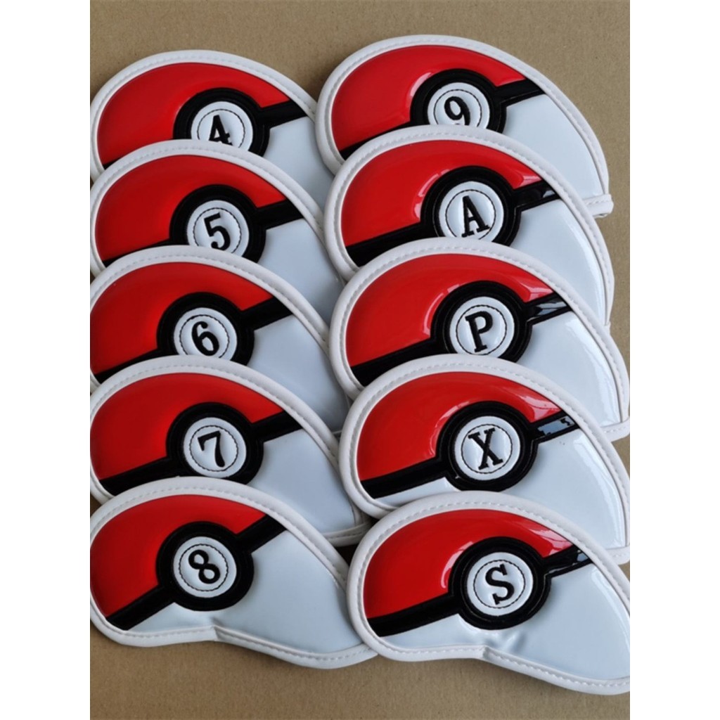 Pokemon Ball Golf Iron Set Club Head Cap Cover Club กันน้ําฝาครอบป้องกันอุปกรณ์กอล์ฟสําหรับผู้ชายและผู้หญิง