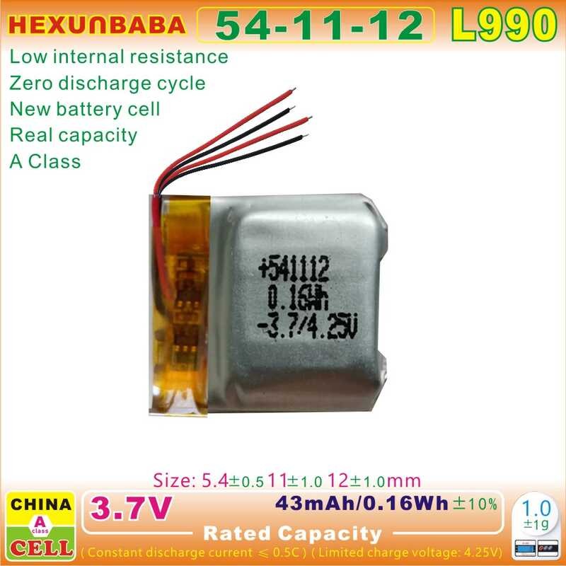 Δ 100 ชิ้น 3.7V 43Mah 541112 แบตเตอรี่ลิเธียมไอออนโพลิเมอร์ /