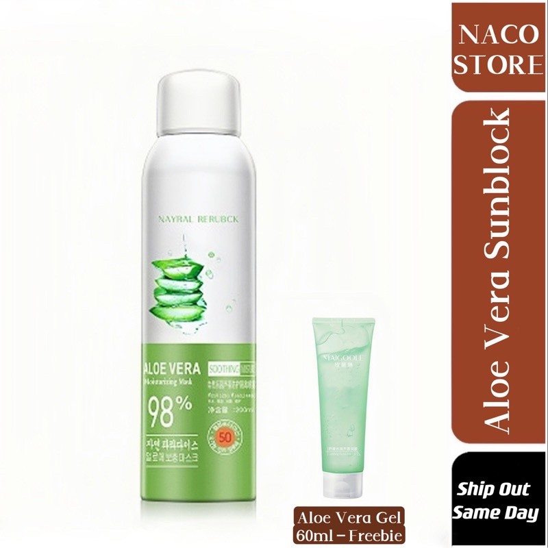 ในสต็อก NAYRAL FERUBCK Aloe Vera soothing sunblock spray ครีมกันแดด 200ml suncare COD