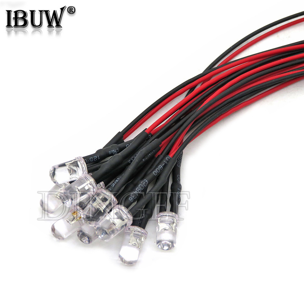 10pcs Pre แบบมีสาย 5 มม.ไฟ LED หลอดไฟ Prewired Emitting ไดโอดสําหรับ DIY ตกแต่งบ้าน DC3V-6V 12V 24V โปร่งใส