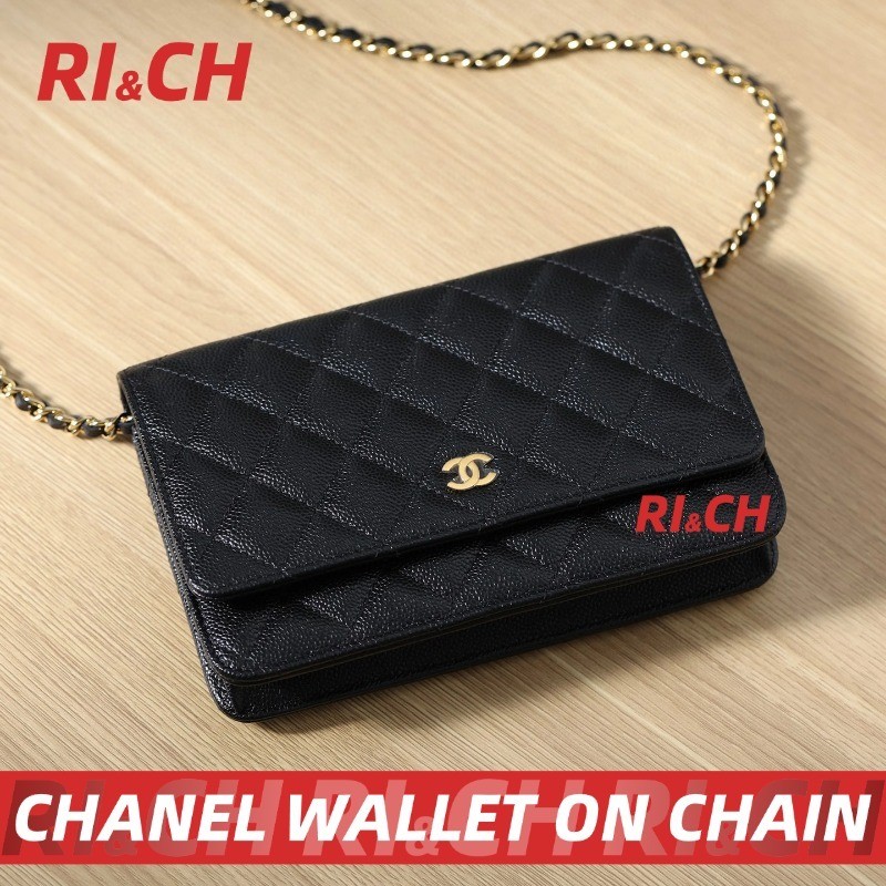 ♞,♘,♙Chanel WOC CLASSIC WALLET ON CHAIN กระเป๋าสตางค์พร้อมสายโซ่คลาสสิค #Rich ราคาถูกที่สุดใน Shope