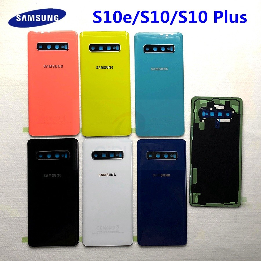 ในสต็อก SAMSUNG Galaxy S10 S10 Plus S10e กระจกด้านหลังแบตเตอรี่ด้านหลังประตูสําหรับ SAMSUNG S10 S10+