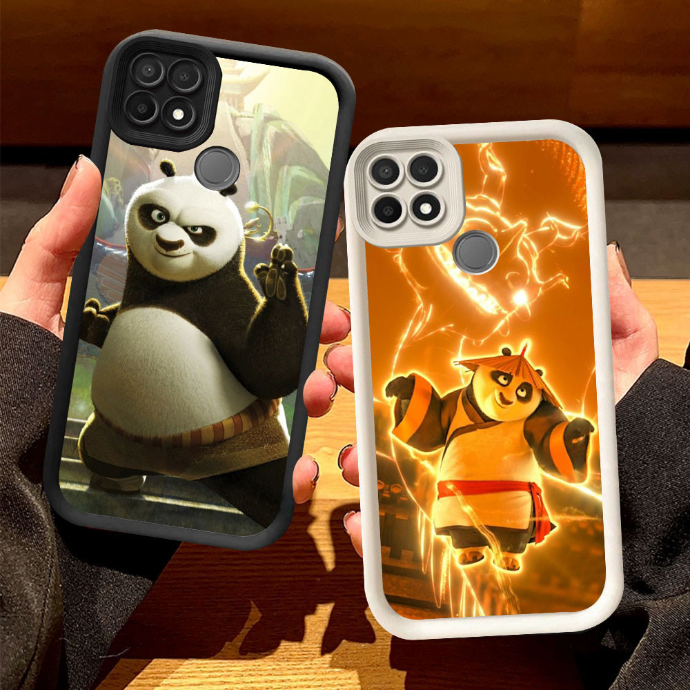 O-4 Kungfu น่ารัก Panda สําหรับ Realme OPPO A35 C12 A15s A15 C25S C25 C15 สีดําและสีขาว