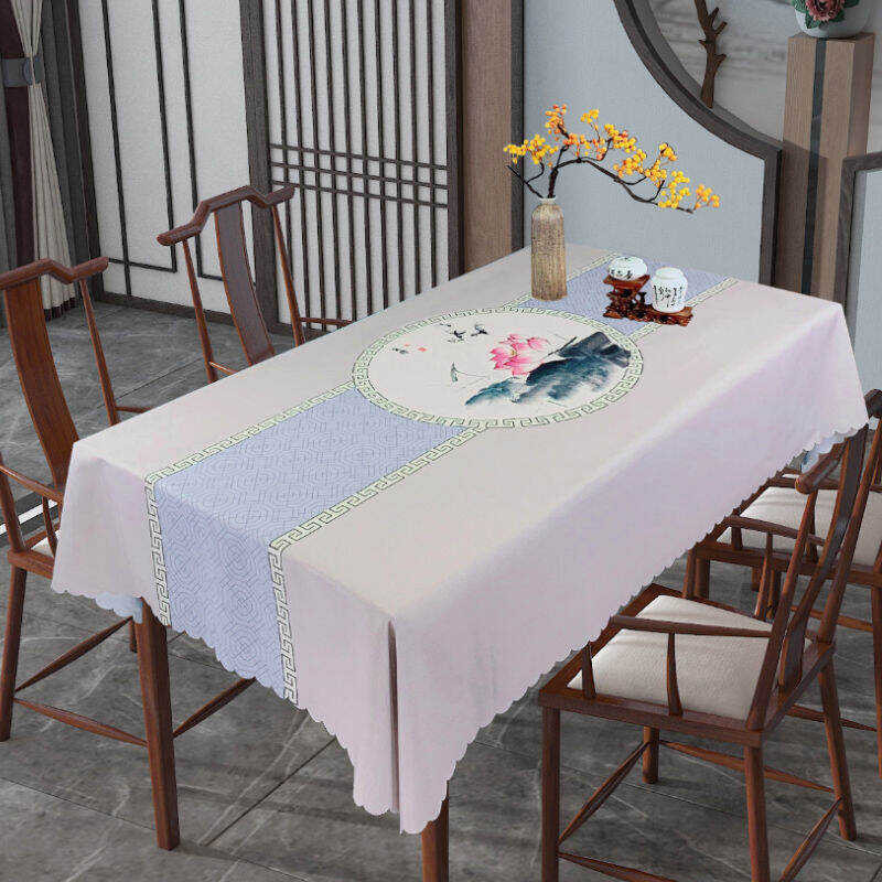 Chinese Lovehome Tablecloth 2 4 6 Seater Rectangular Dining Cloth Dustproof Hotproof Table Cover