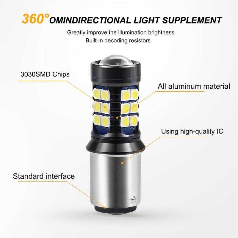 ไฟเบรค AMINPO 2 ดวงหลอดไฟ LED แบบ Dual Contact P21 / 5W 1157 3030Smd 1156 P21w P