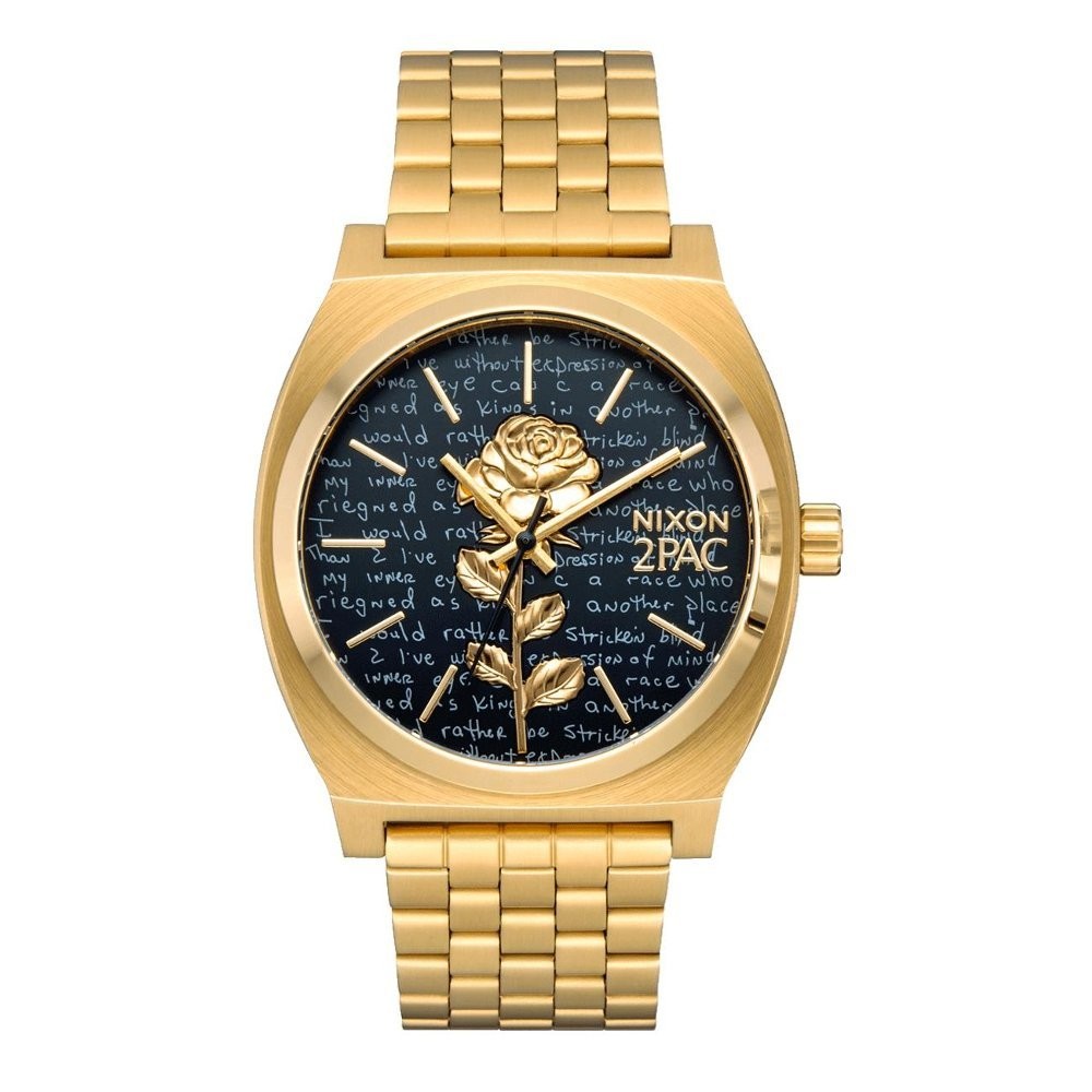 Nixon Tupac Time Teller NXA1378513-00 นาฬิกาข้อมือผู้ชายและผู้หญิง สายสแตนเลส Gold/Black  หน้าปัด 3