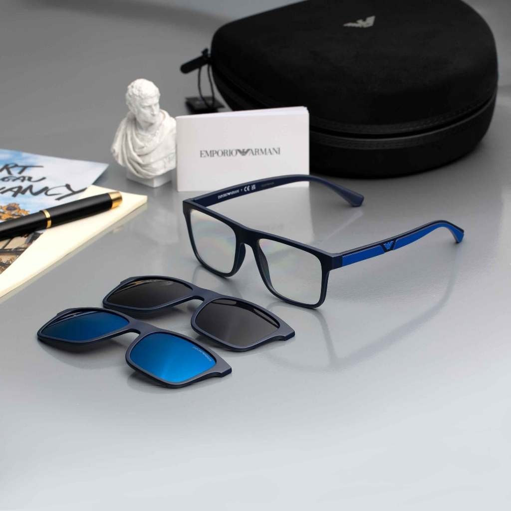 แว่นกันแดด EMPORIO ARMANI รุ่น EA4115 57591W SIZE 54 MM. (MATTE DARK BLUE) + CLIP ON