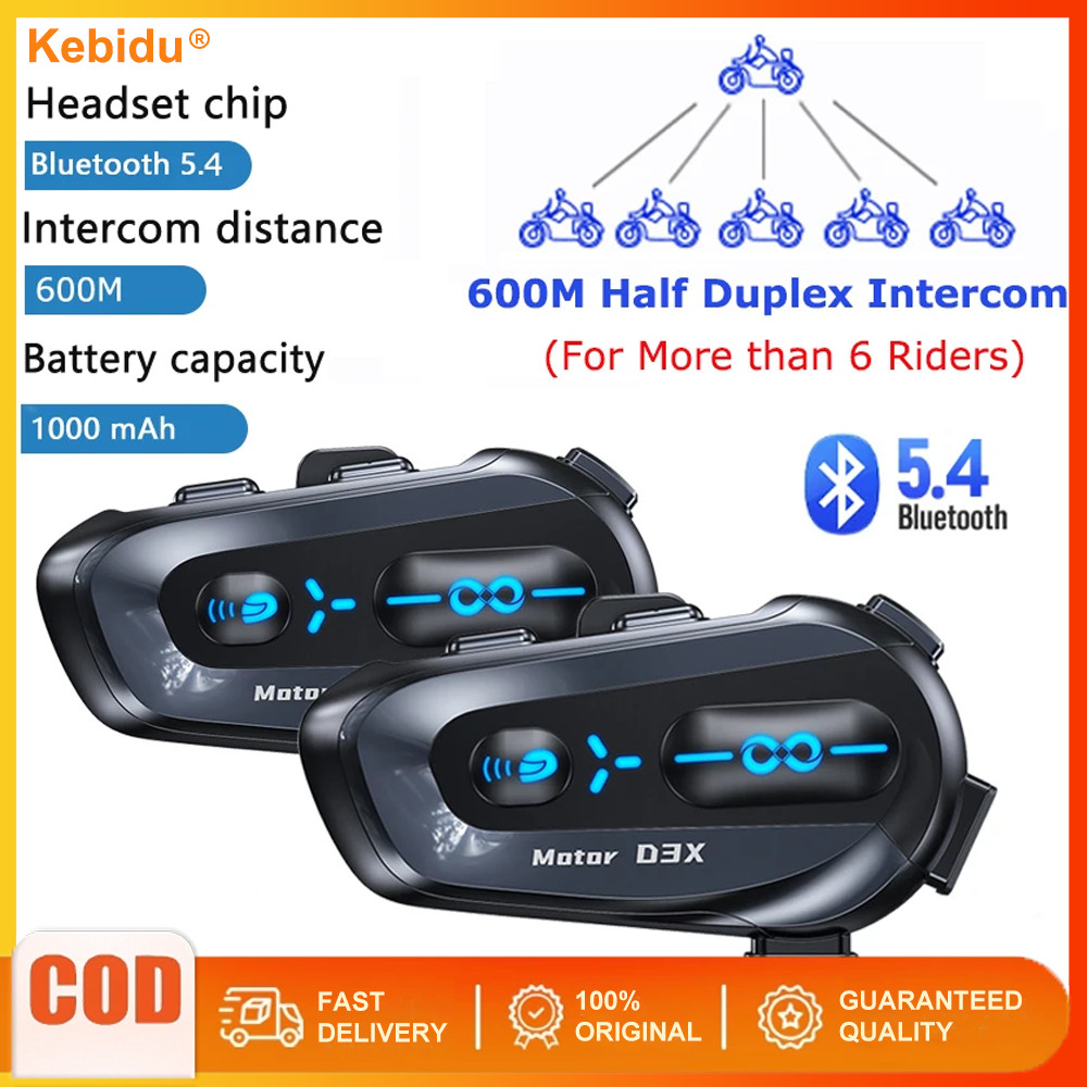 [จัดส่งรวดเร็ว] หูฟังหมวกกันน็อก 600M Half Duplex Motorcycle Helmet Intercom Headset with Music Sharing V5.4 Waterproof Interphone Intelligent Voice Assistant Headphone
