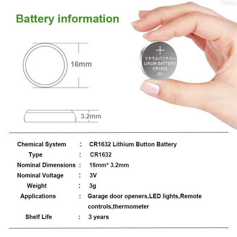Δ 20 ชิ้น 3V ปุ่มแบตเตอรี่ Cr1632 Dl1632 Br1632 Lm1632 นาฬิกาปุ่มร