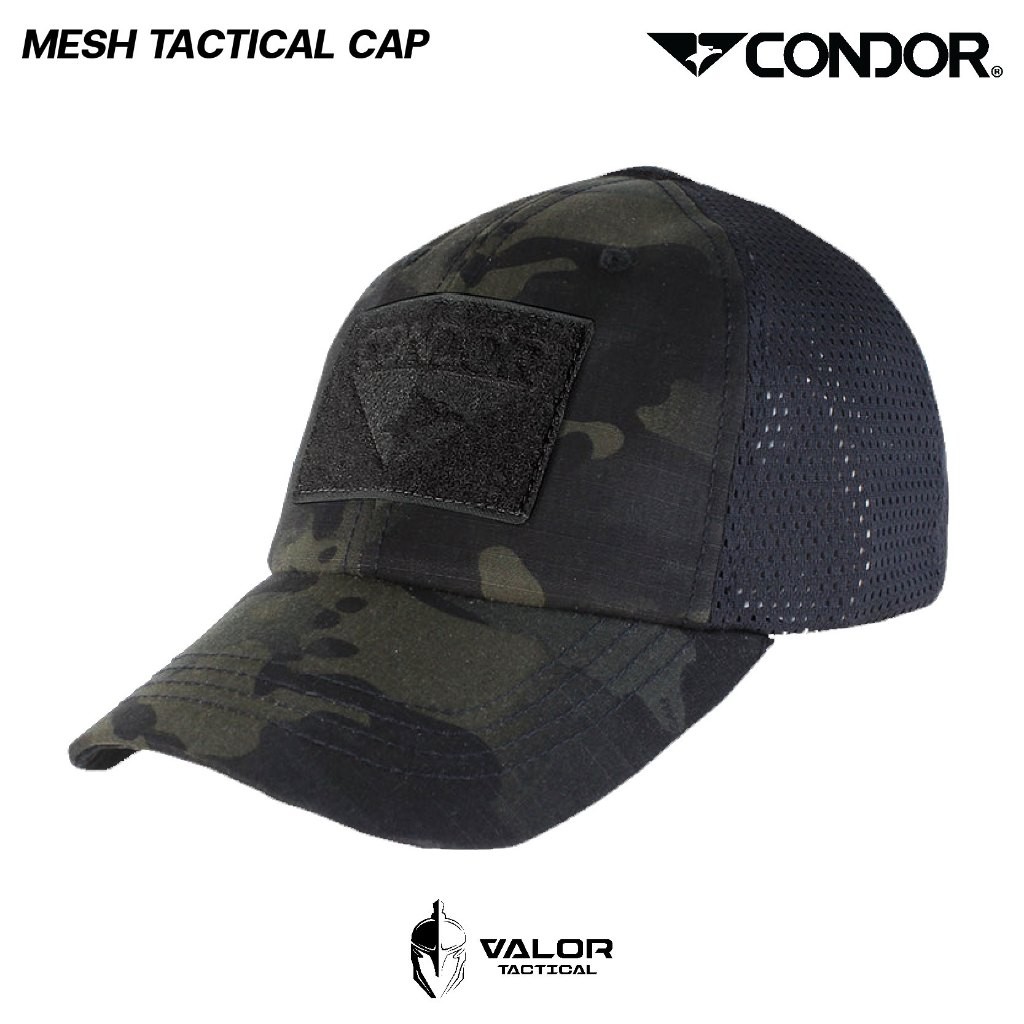 Condor - Mesh Tactical Cap [Multicam Black] หมวกแก๊ป กันแดด สีดำลายพราง มีตาข่ายด้านหลัง one size ป