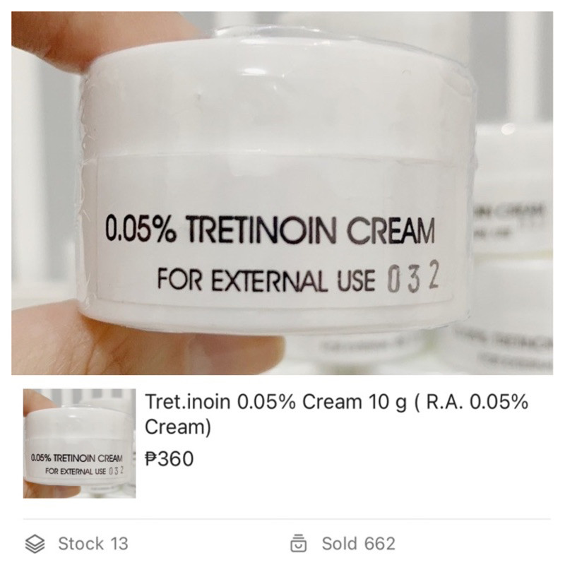 ในสต็อก Anti-Acne Tretinoin 0.05% Cream 10g (RA Cream)