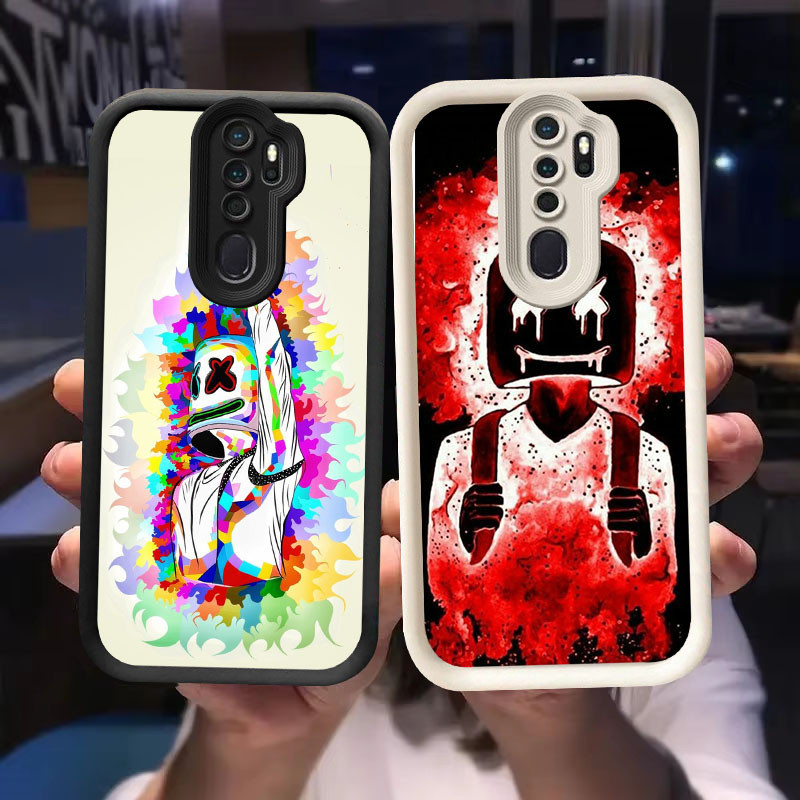 O-8 Marshmallow Case สําหรับ OPPO Reno F5 A5 2F F11 A9 2Z 2020 Pro สีดําและสีขาว