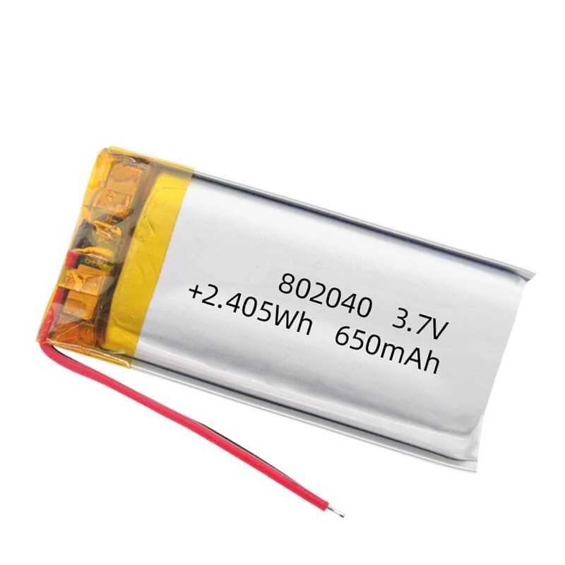 Δ 802040 3.7V 650Mah ลิเธียมโพลิเมอร์แบตเตอรี่แบบชาร์จไฟสำ